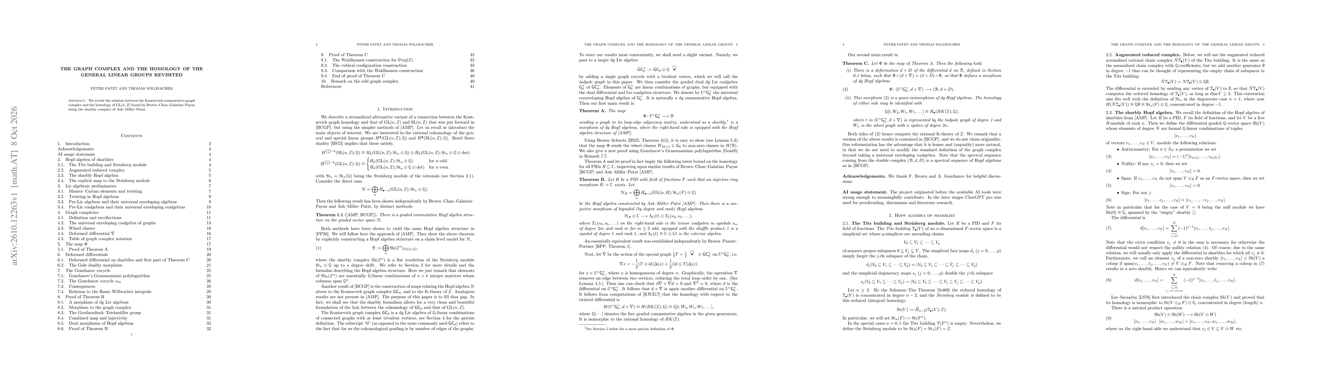 Thumbnail for The graph complex and the homology of the general linear groups revisited