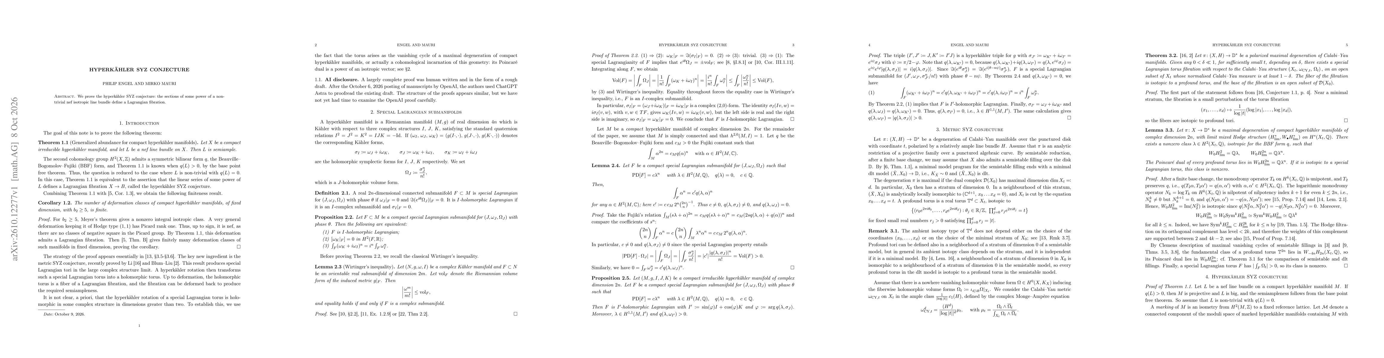 Thumbnail for Hyperkähler SYZ conjecture