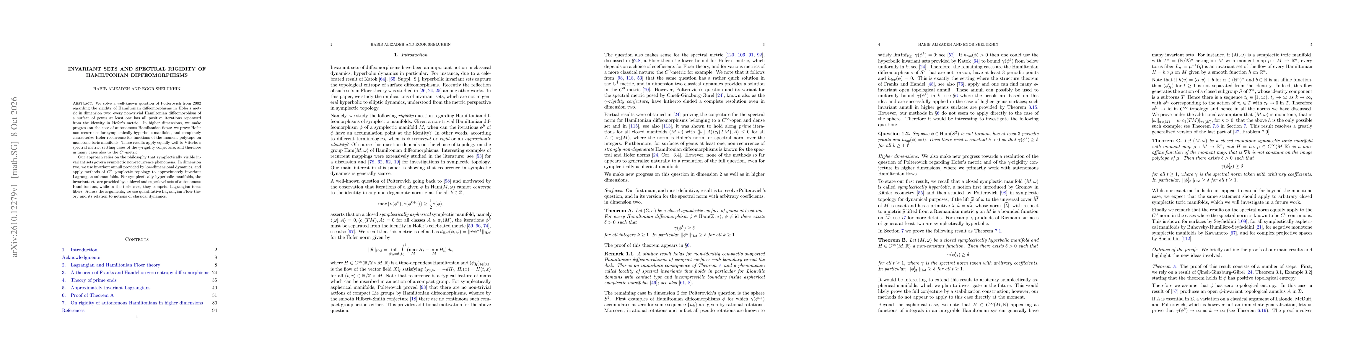 Thumbnail for Invariant sets and spectral rigidity of Hamiltonian diffeomorphisms