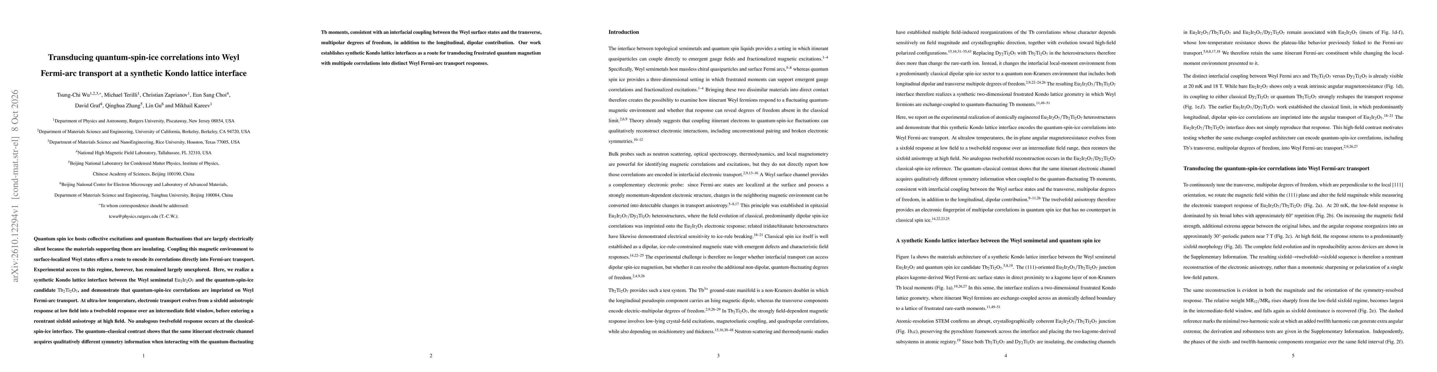 Thumbnail for Transducing quantum-spin-ice correlations into Weyl Fermi-arc transport at a synthetic Kondo lattice interface