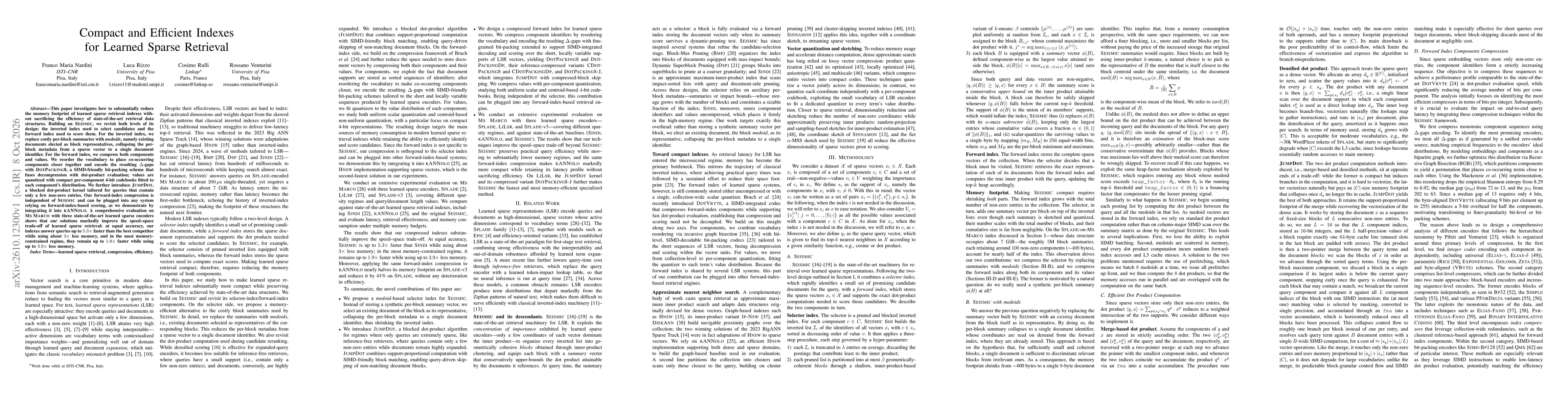 Thumbnail for Compact and Efficient Indexes for Learned Sparse Retrieval