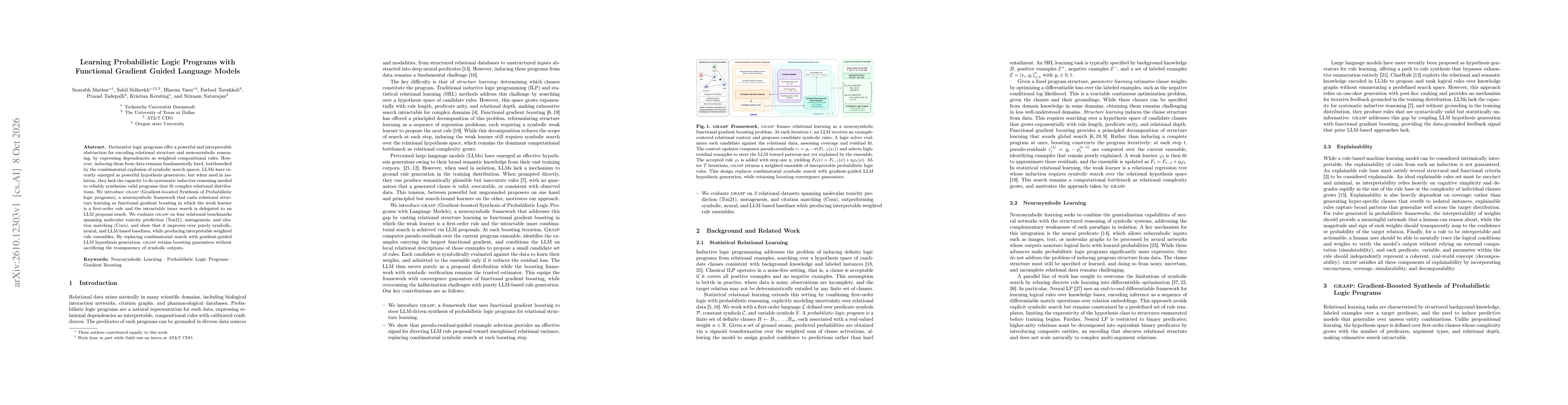 Thumbnail for Learning Probabilistic Logic Programs with Functional Gradient Guided Language Models
