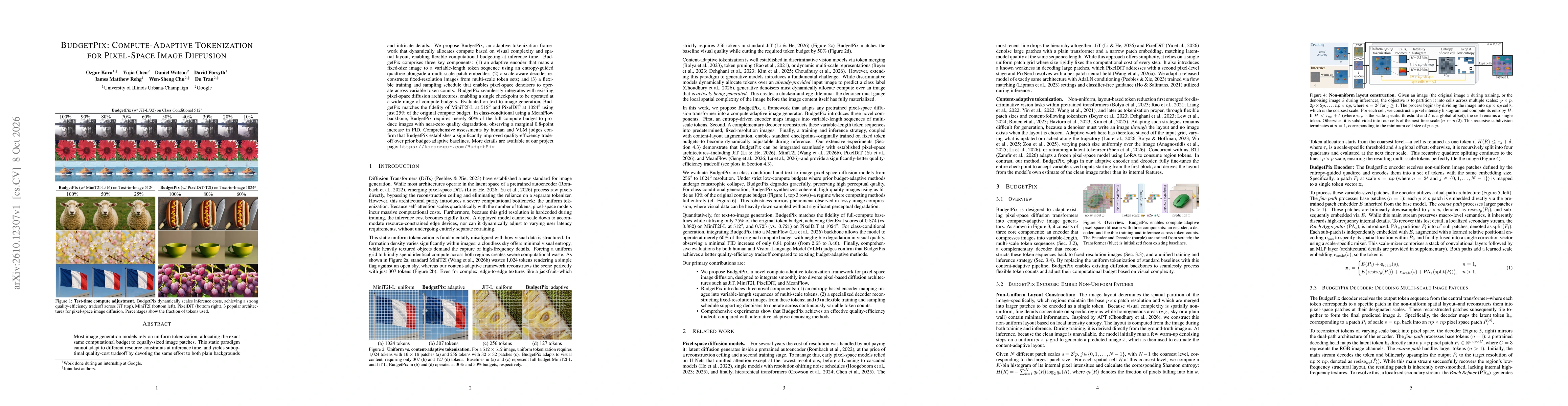 Thumbnail for BudgetPix: Compute-Adaptive Tokenization for Pixel-Space Image Diffusion