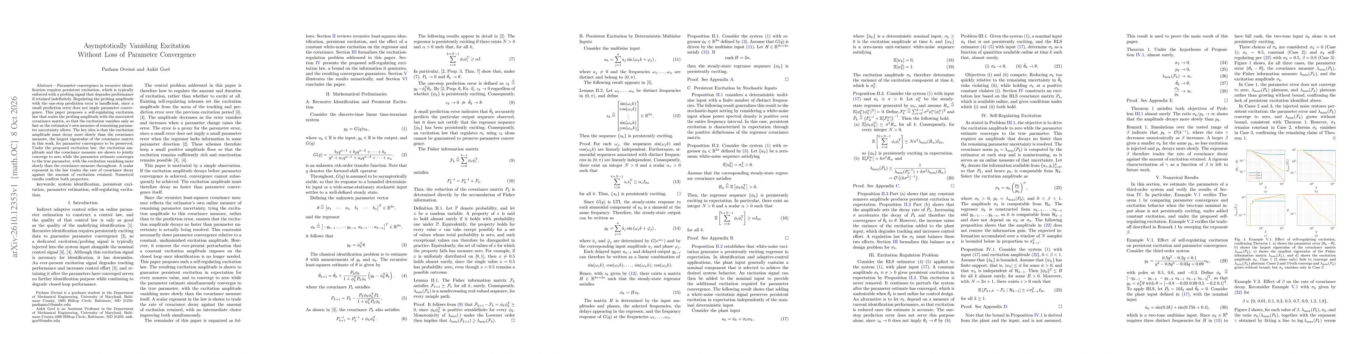 Thumbnail for Asymptotically Vanishing Excitation Without Loss of Parameter Convergence