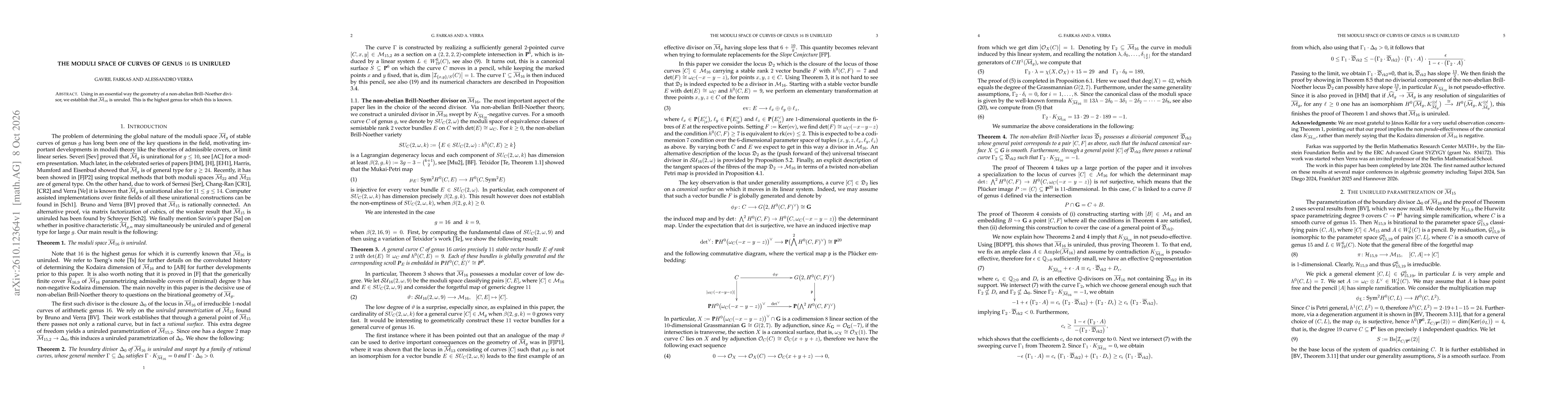 Thumbnail for The moduli space of curves of genus 16 is uniruled