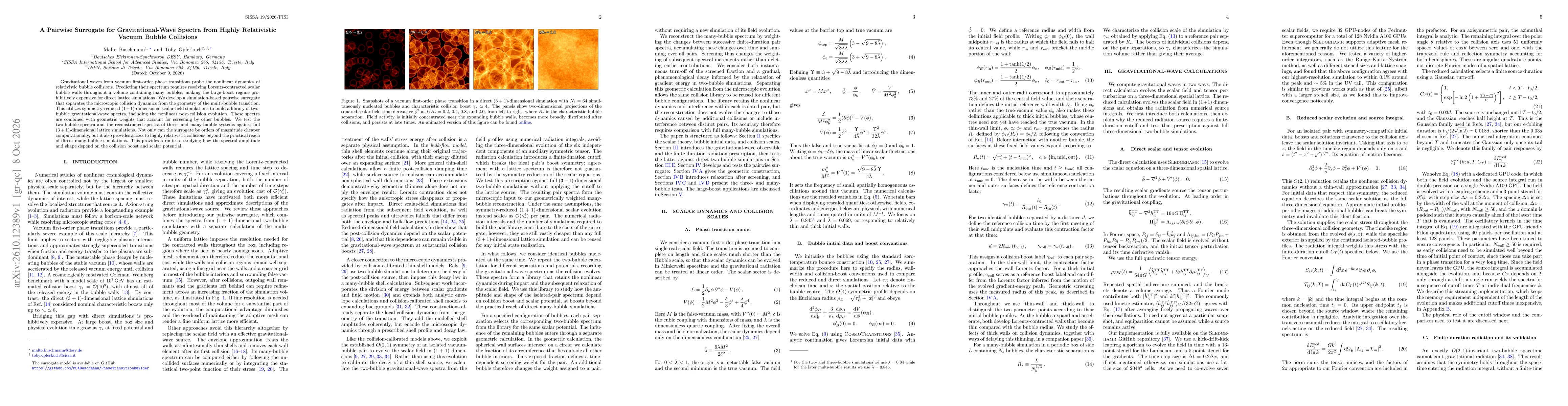 Thumbnail for A Pairwise Surrogate for Gravitational-Wave Spectra from Highly Relativistic Vacuum Bubble Collisions