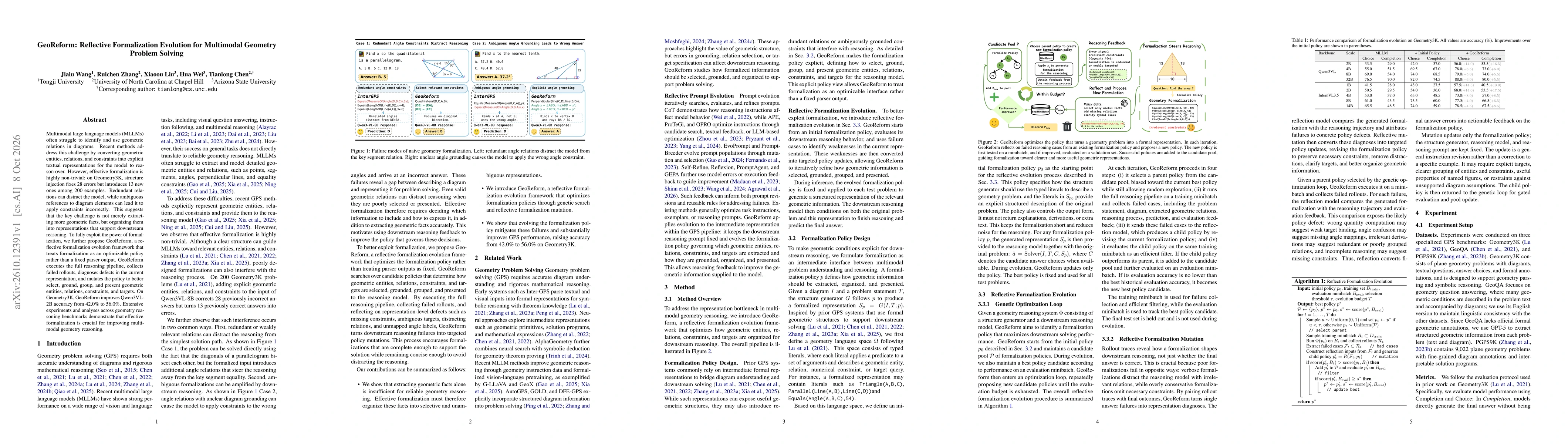 Thumbnail for GeoReform: Reflective Formalization Evolution for Multimodal Geometry Problem Solving