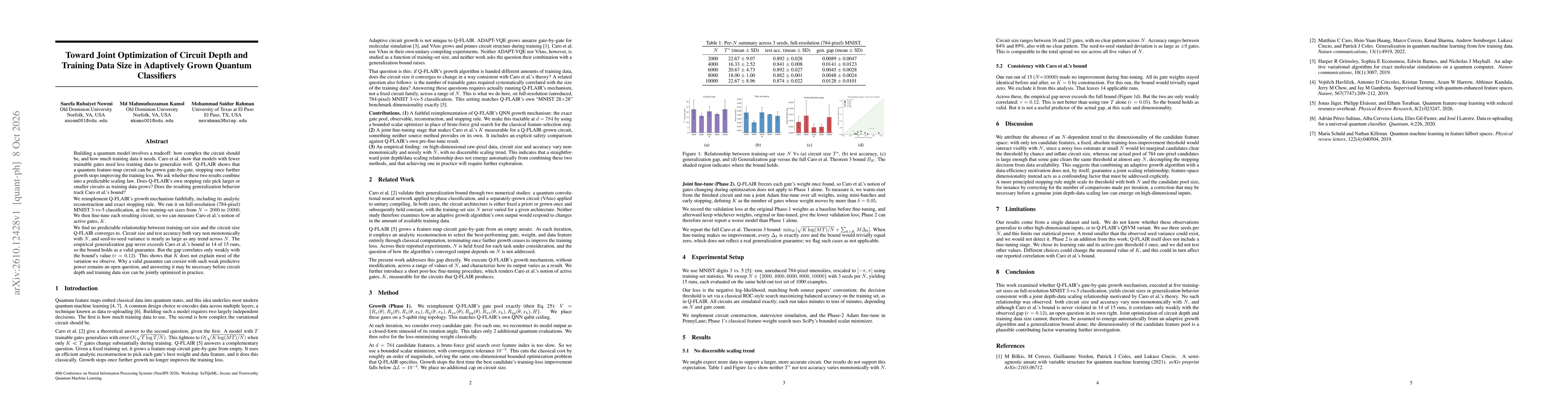 Thumbnail for Toward Joint Optimization of Circuit Depth and Training Data Size in Adaptively Grown Quantum Classifiers