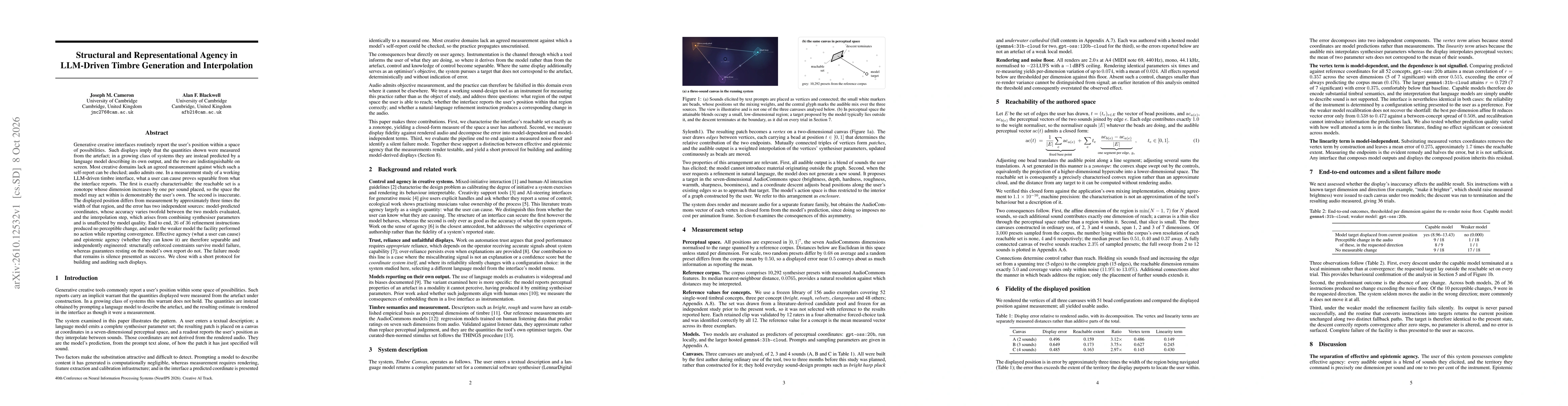 Thumbnail for Structural and Representational Agency in LLM-Driven Timbre Generation and Interpolation