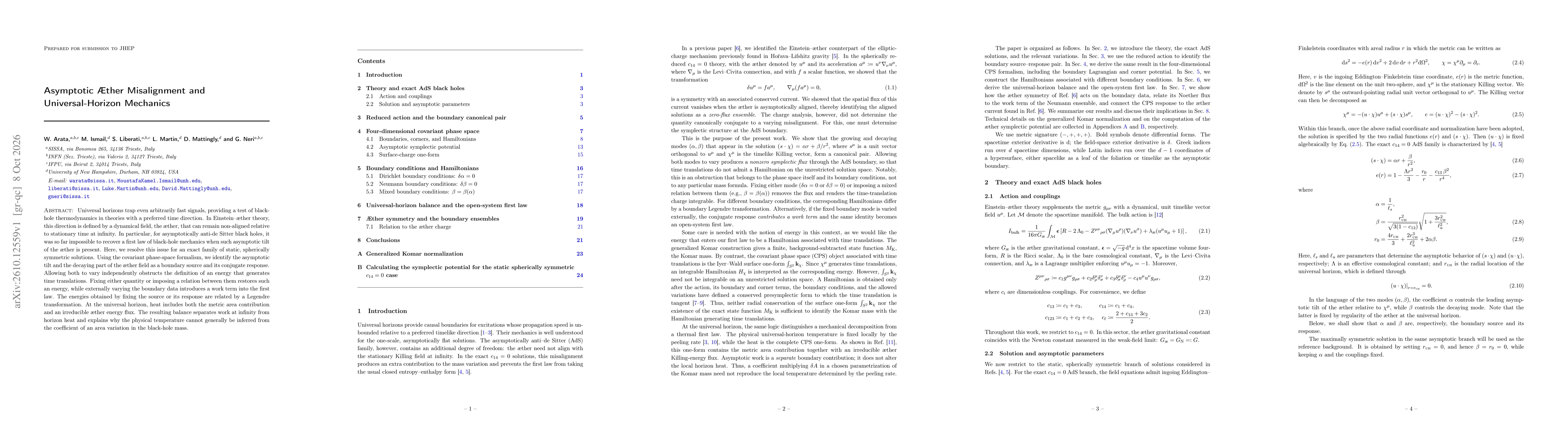 Thumbnail for Asymptotic AEther Misalignment and Universal-Horizon Mechanics