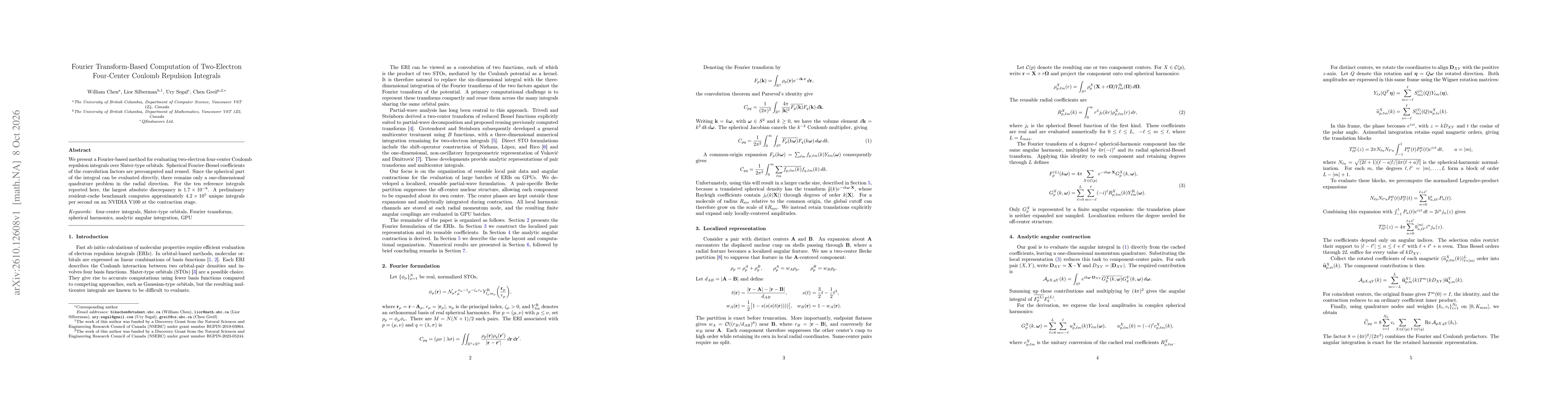 Thumbnail for Fourier Transform-Based Computation of Two-Electron Four-Center Coulomb Repulsion Integrals