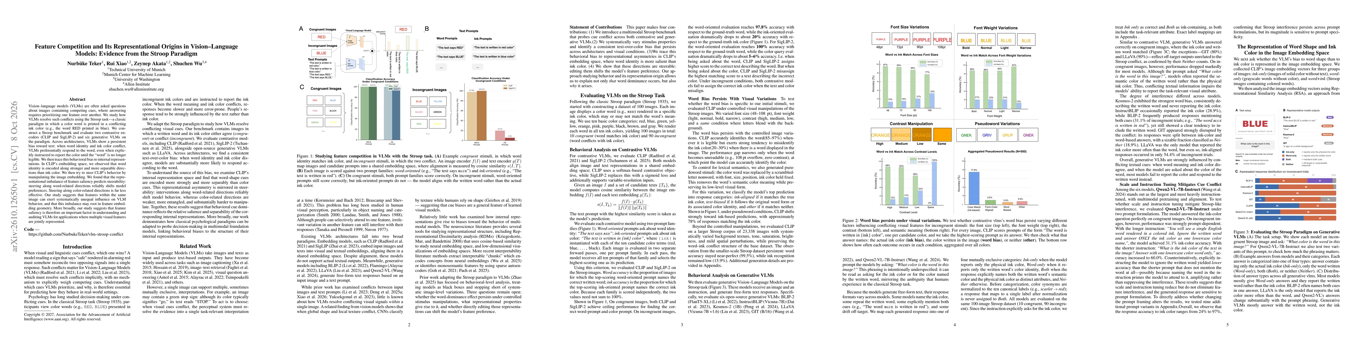 Thumbnail for Feature Competition and Its Representational Origins in Vision Language Models: Evidence from the Stroop Paradigm