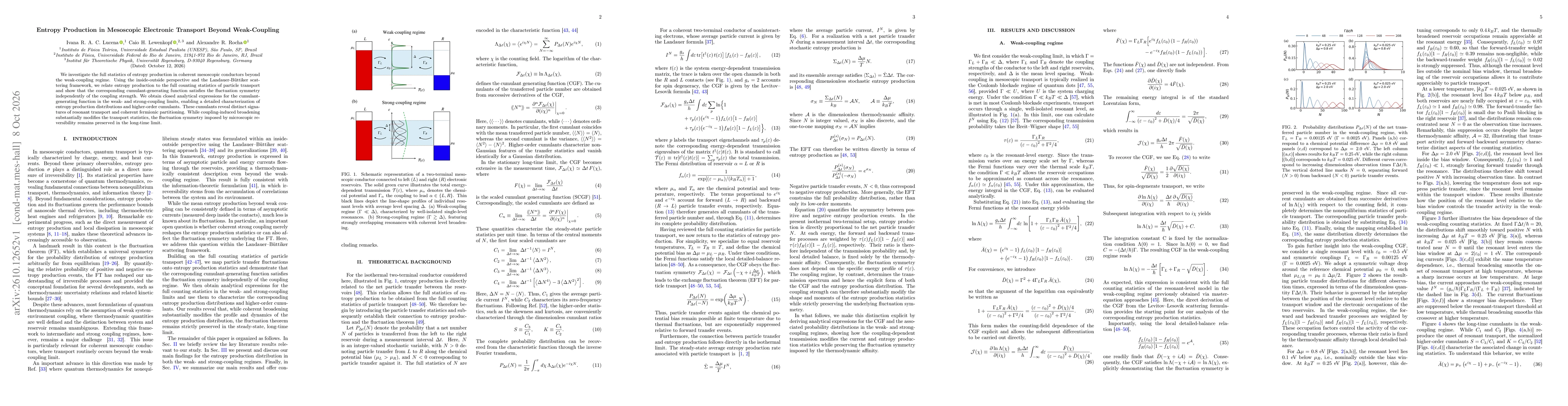Thumbnail for Entropy Production in Mesoscopic Electronic Transport Beyond Weak-Coupling