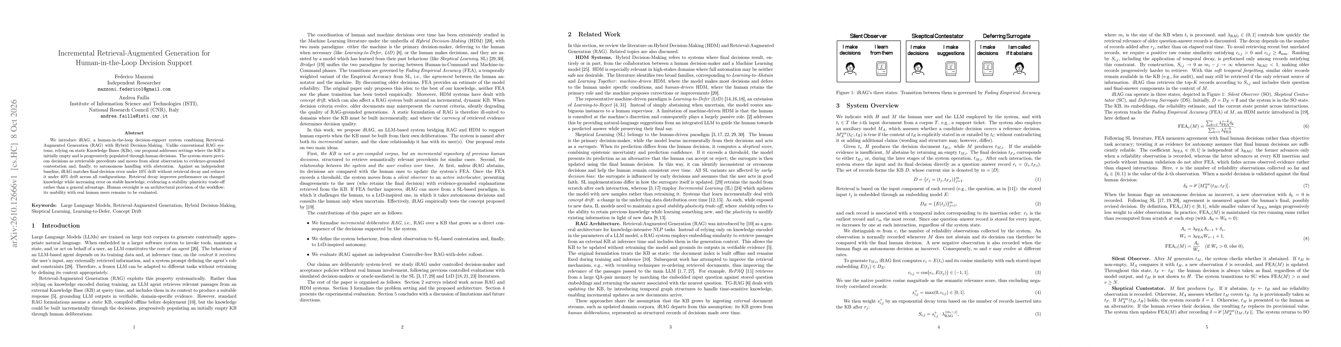 Thumbnail for Incremental Retrieval-Augmented Generation for Human-in-the-Loop Decision Support