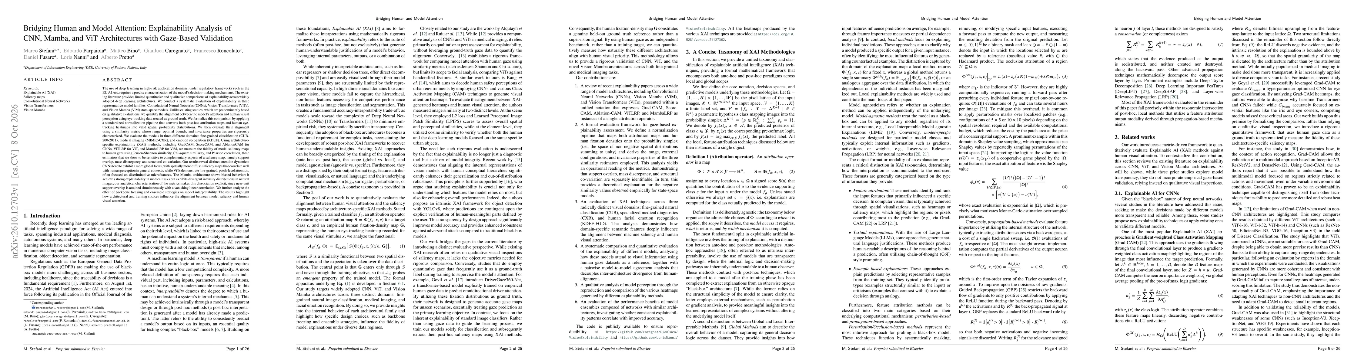 Thumbnail for Bridging Human and Model Attention: Explainability Analysis of CNN, Mamba, and ViT Architectures with Gaze-Based Validation