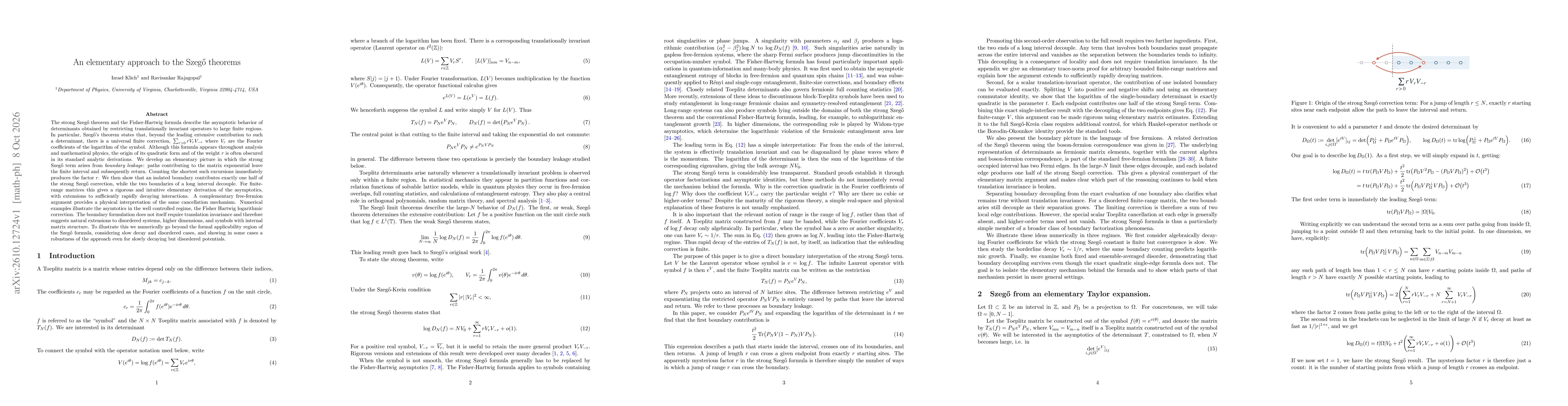 Thumbnail for An elementary approach to the Szegő theorems