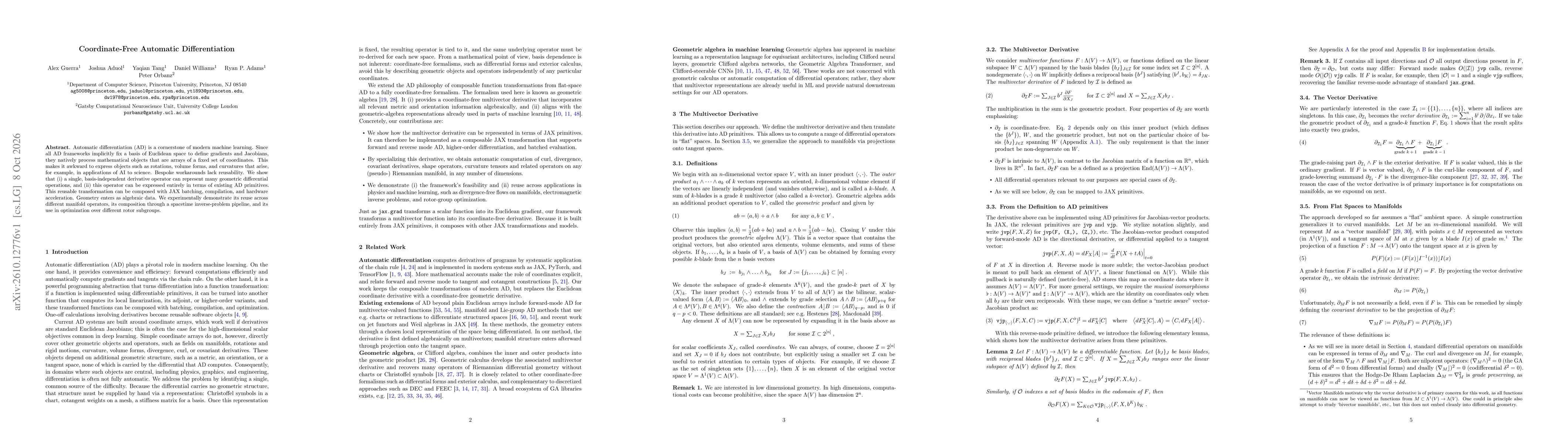 Thumbnail for Coordinate-Free Automatic Differentiation
