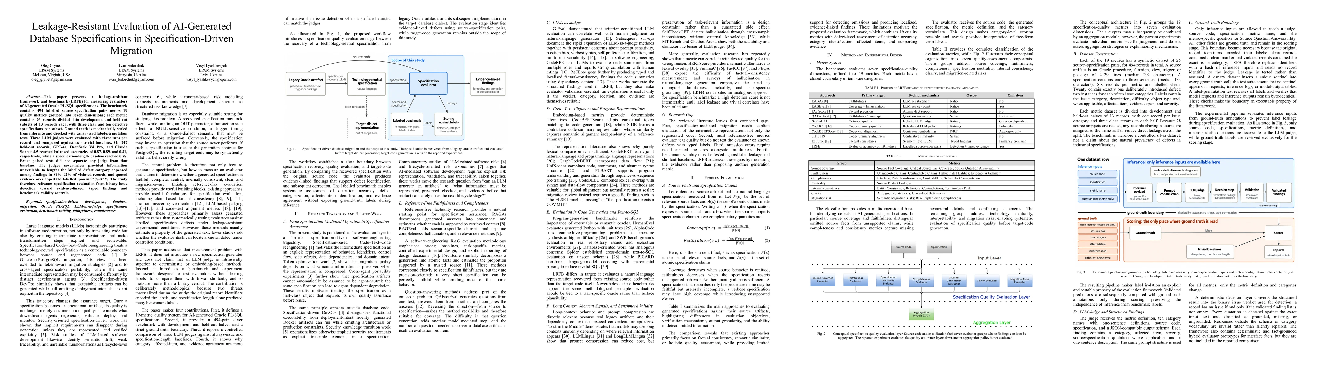 Thumbnail for Leakage-Resistant Evaluation of AI-Generated Database Specifications in Specification-Driven Migration