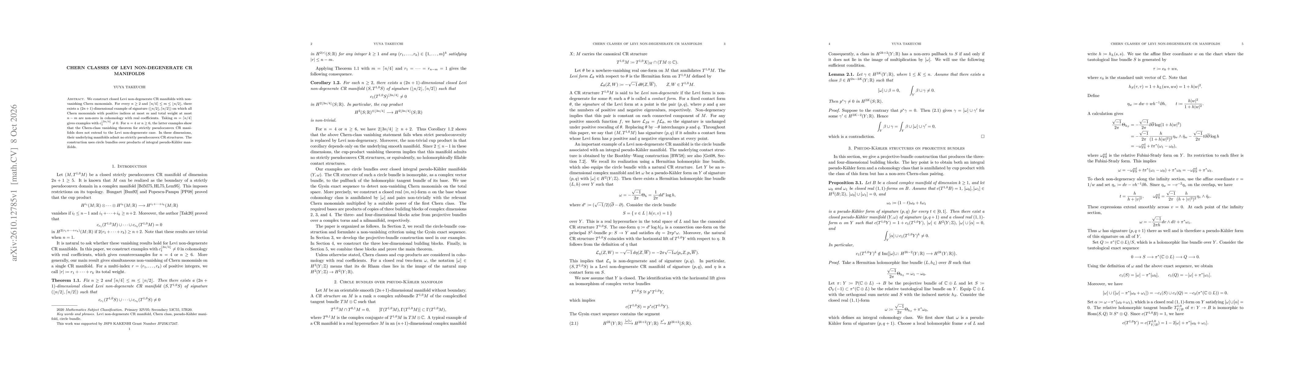 Thumbnail for Chern classes of Levi non-degenerate CR manifolds