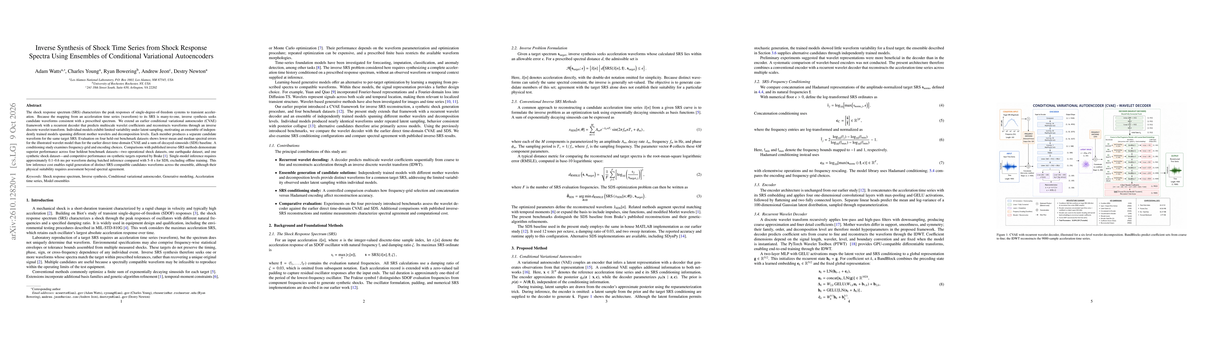 Thumbnail for Inverse Synthesis of Shock Time Series from Shock Response Spectra Using Ensembles of Conditional Variational Autoencoders