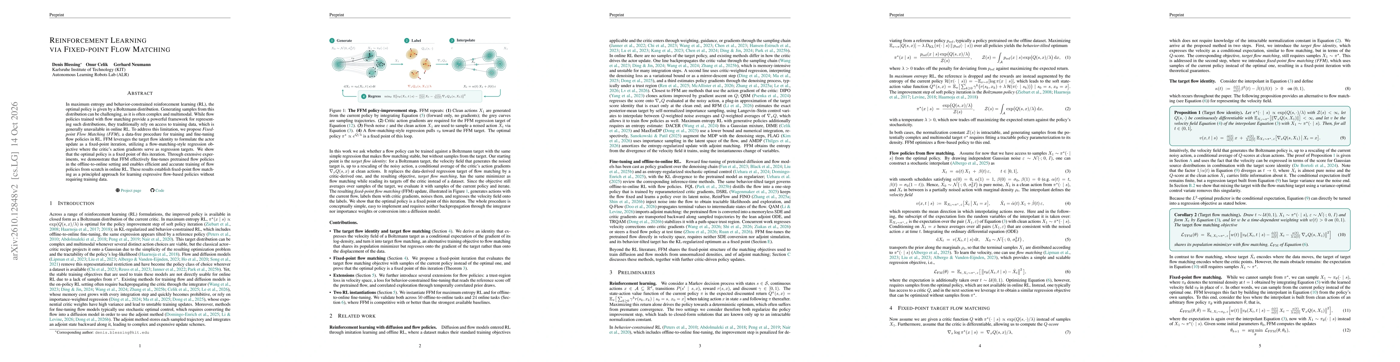 Thumbnail for Reinforcement Learning via Fixed-point Flow Matching