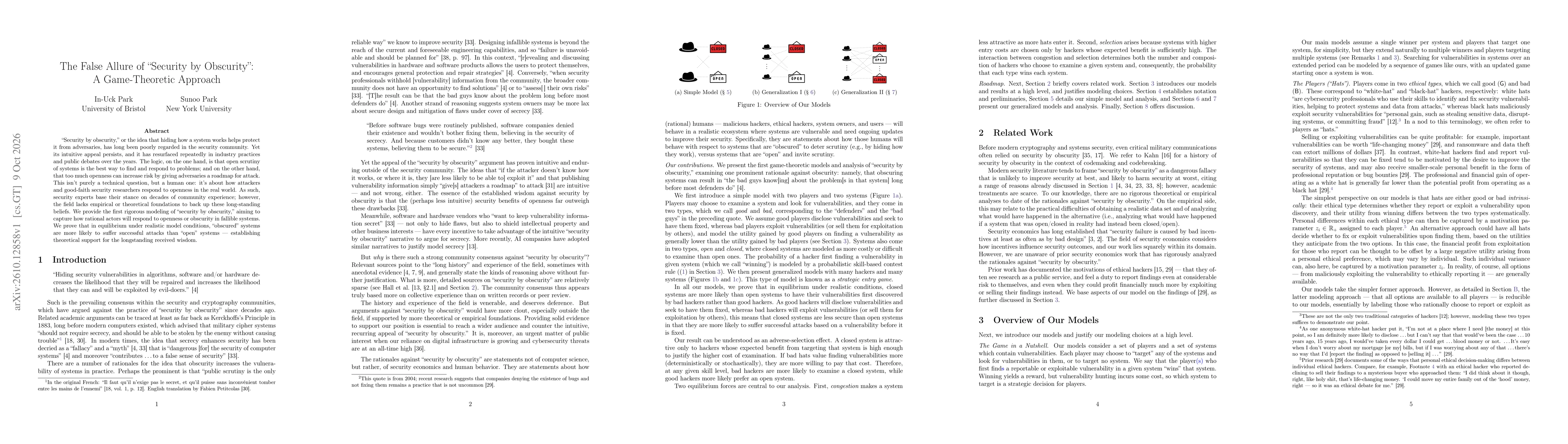 Thumbnail for The False Allure of "Security by Obscurity": A Game-Theoretic Approach