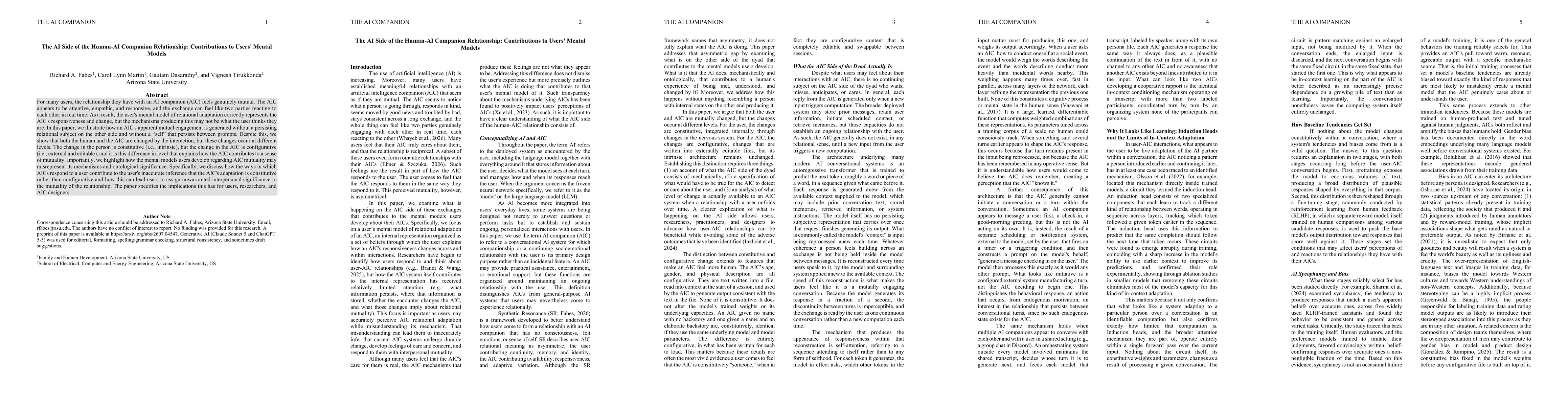 Thumbnail for The AI Side of the Human-AI Companion Relationship: Contributions to Users' Mental Models