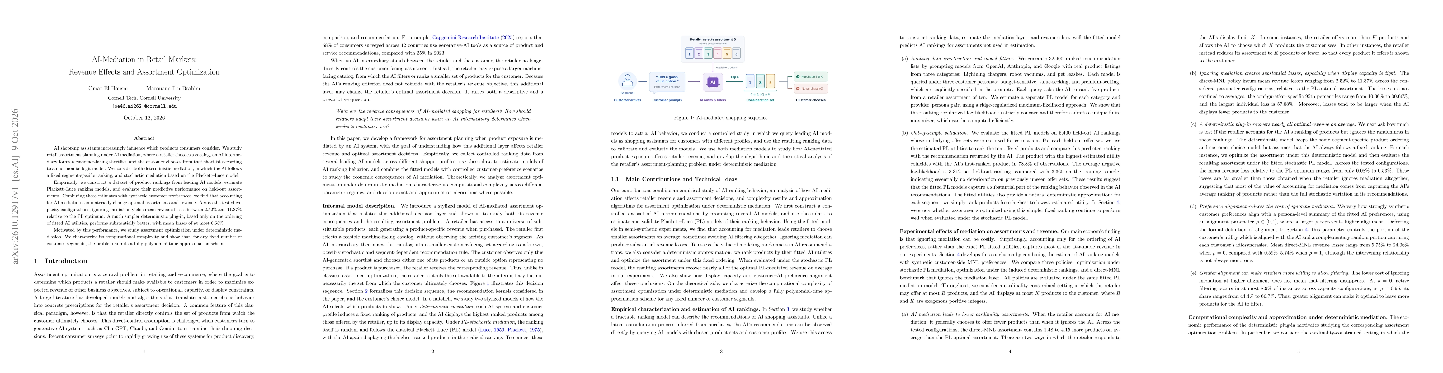 Thumbnail for AI-Mediation in Retail Markets: Revenue Effects and Assortment Optimization