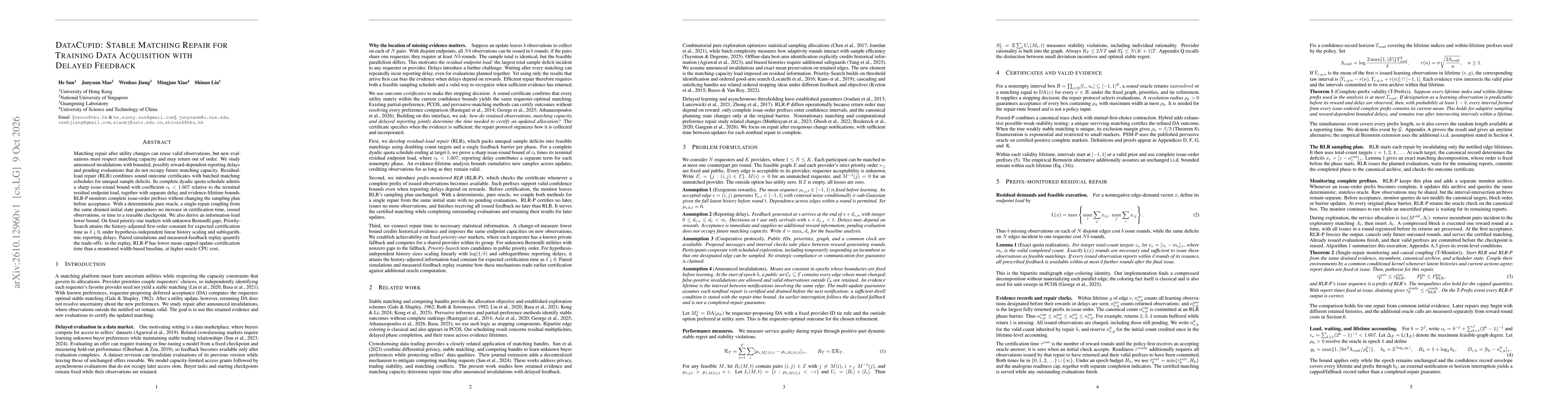 Thumbnail for DataCupid: Stable Matching Repair for Training Data Acquisition with Delayed Feedback