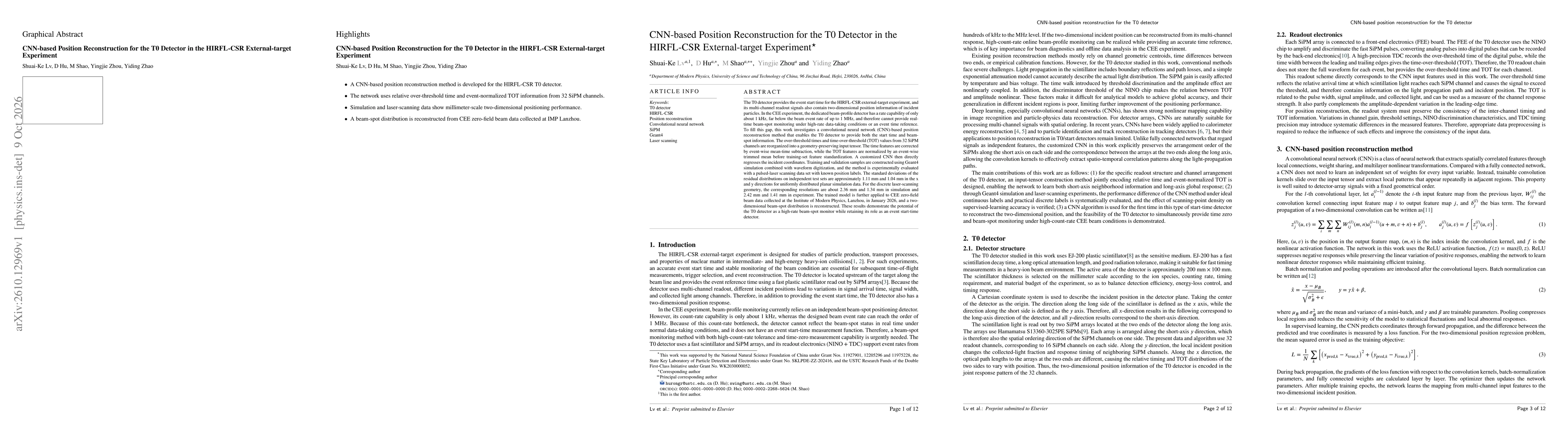 Thumbnail for CNN-based Position Reconstruction for the T0 Detector in the HIRFL-CSR External-target Experiment