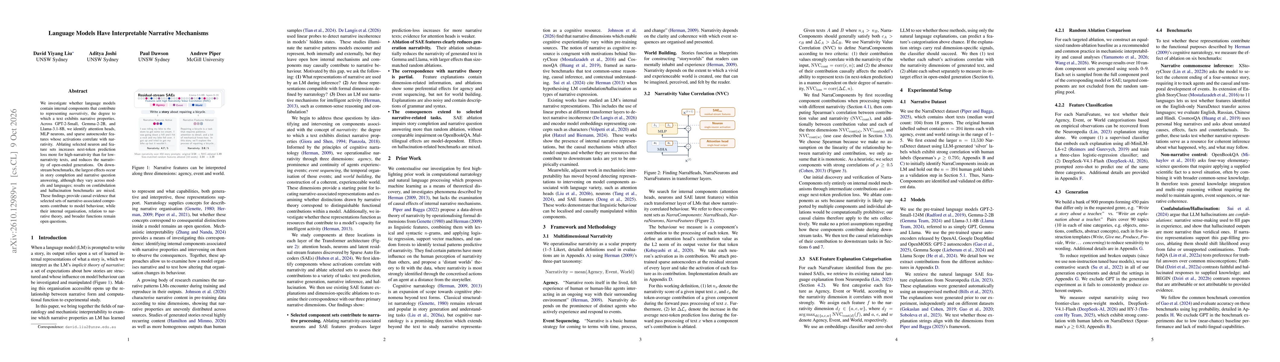 Thumbnail for Language Models Have Interpretable Narrative Mechanisms