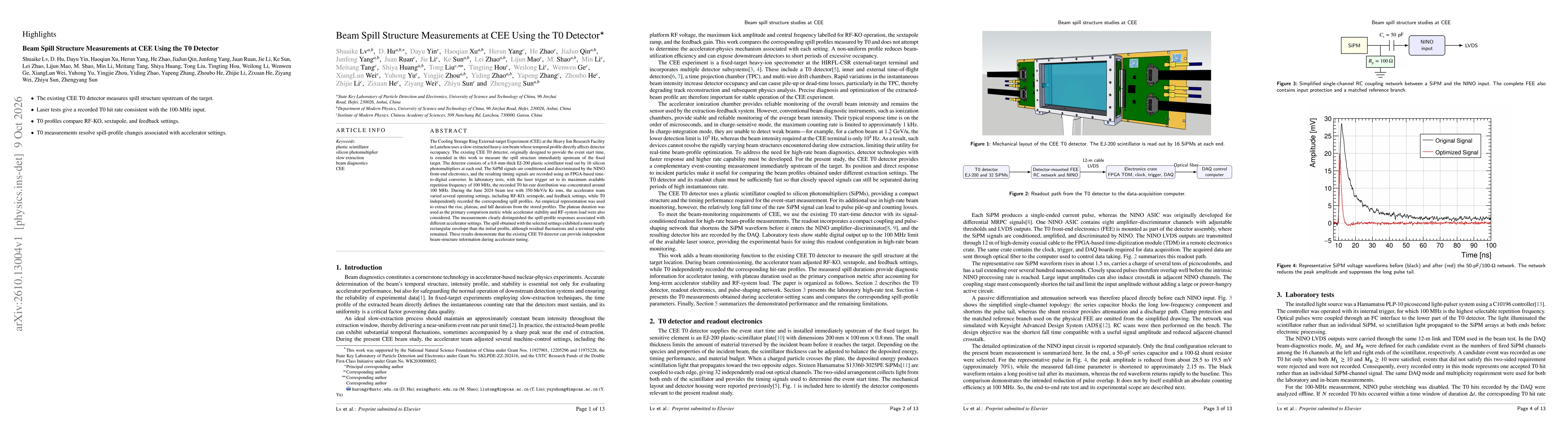 Thumbnail for Beam Spill Structure Measurements at CEE Using the T0 Detector
