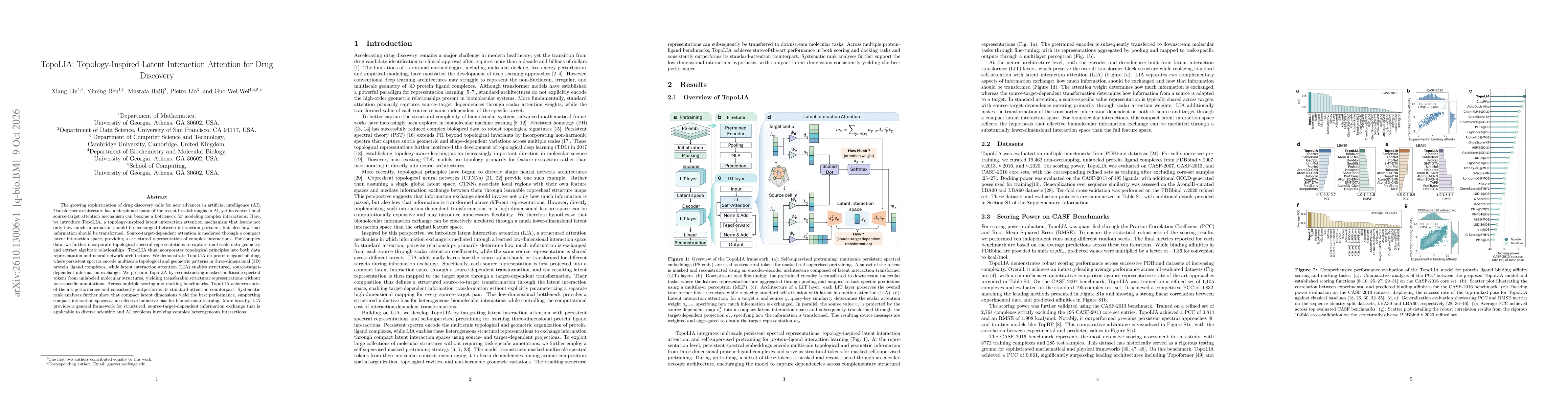Thumbnail for TopoLIA: Topology-Inspired Latent Interaction Attention for Drug Discovery