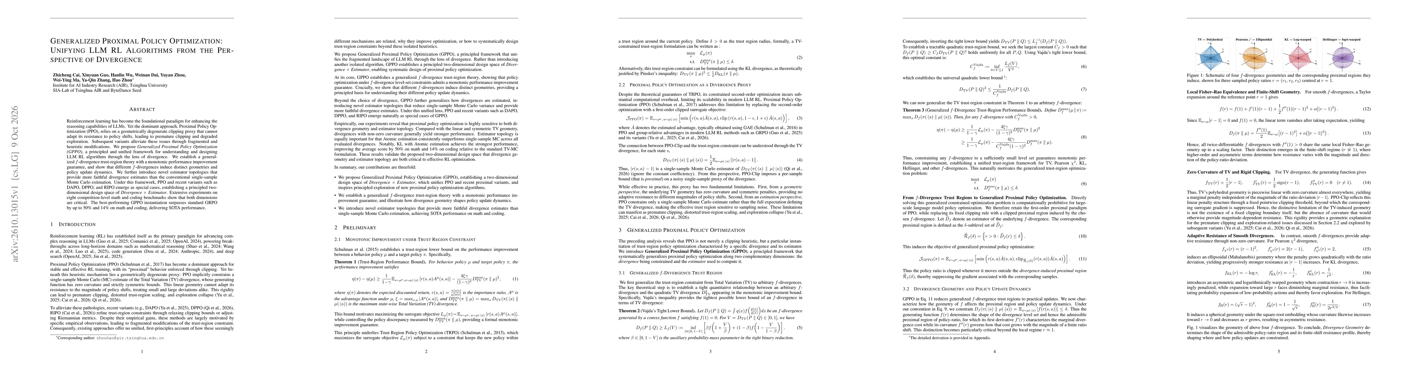 Thumbnail for Generalized Proximal Policy Optimization: Unifying LLM RL Algorithms from the Perspective of Divergence