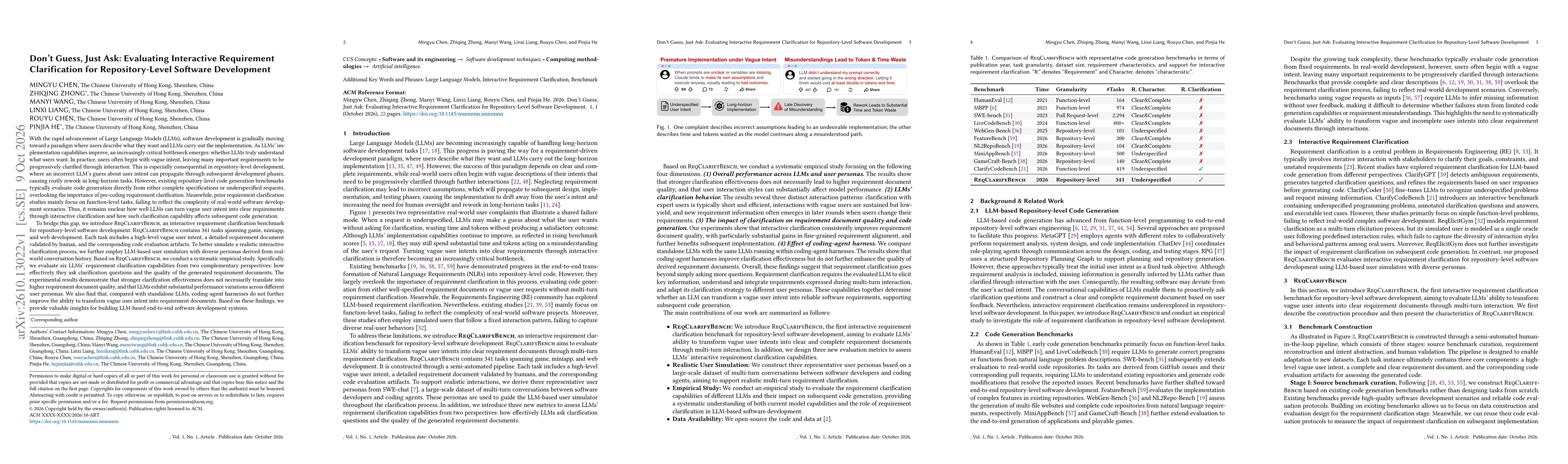 Thumbnail for Don't Guess, Just Ask: Evaluating Interactive Requirement Clarification for Repository-Level Software Development