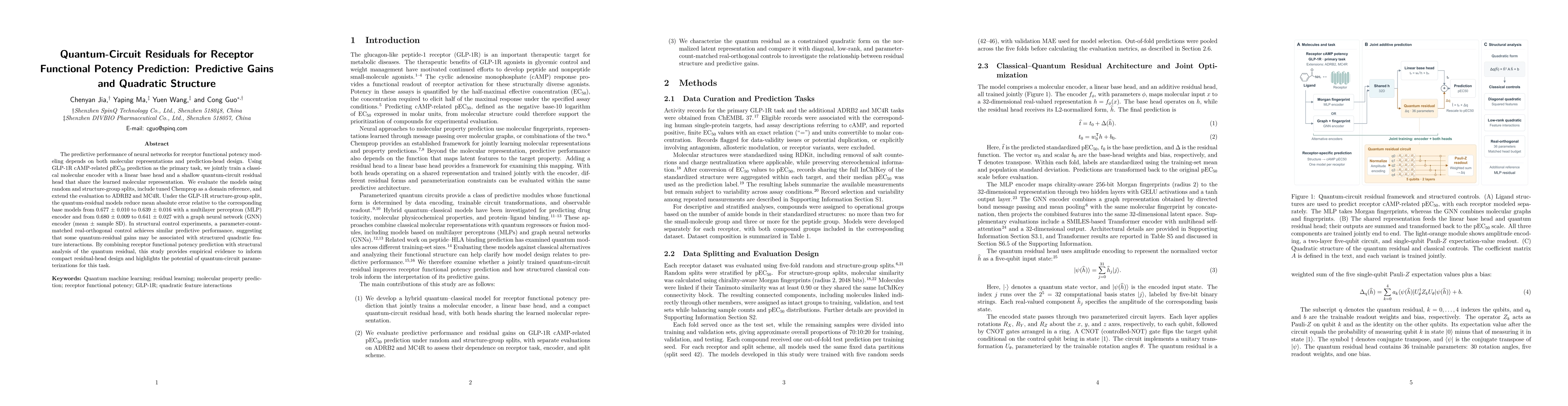 Thumbnail for Quantum-Circuit Residuals for Receptor Functional Potency Prediction: Predictive Gains and Quadratic Structure