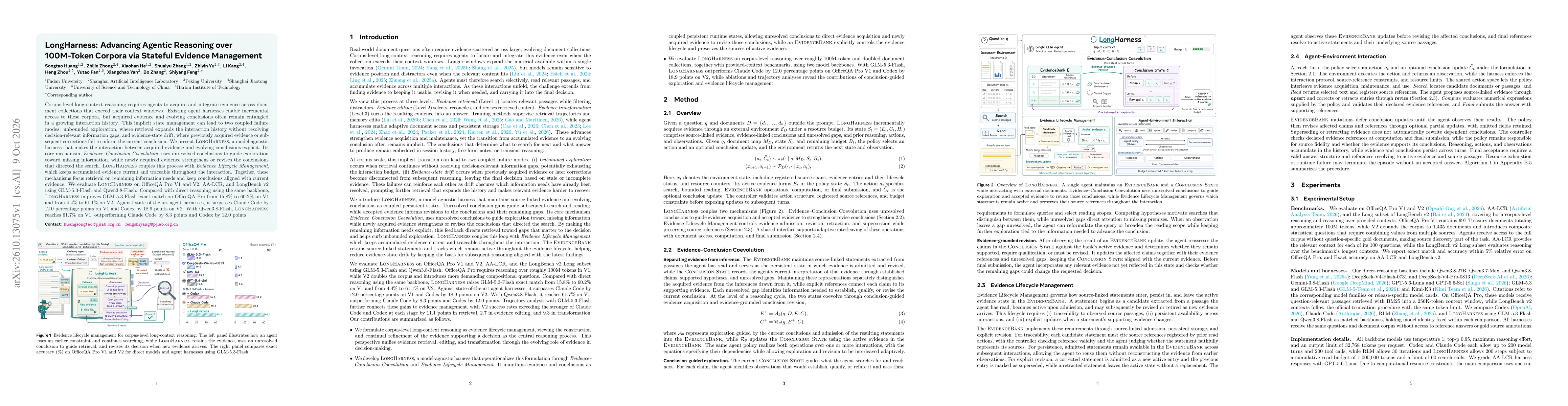 Thumbnail for LongHarness: Advancing Agentic Reasoning over 100M-Token Corpora via Stateful Evidence Management