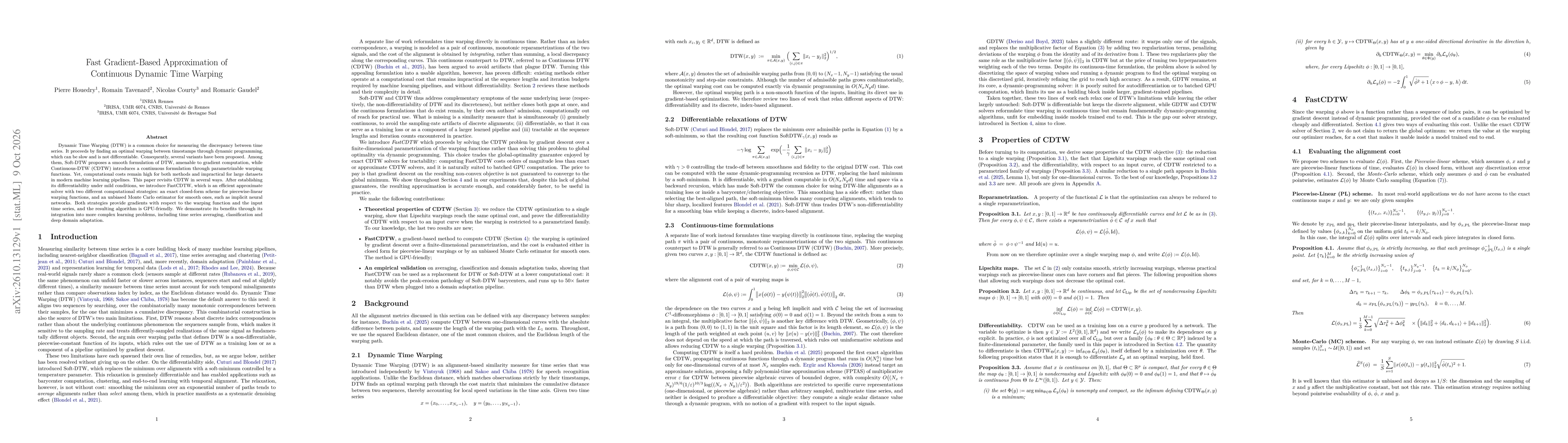 Thumbnail for Fast Gradient-Based Approximation of Continuous Dynamic Time Warping