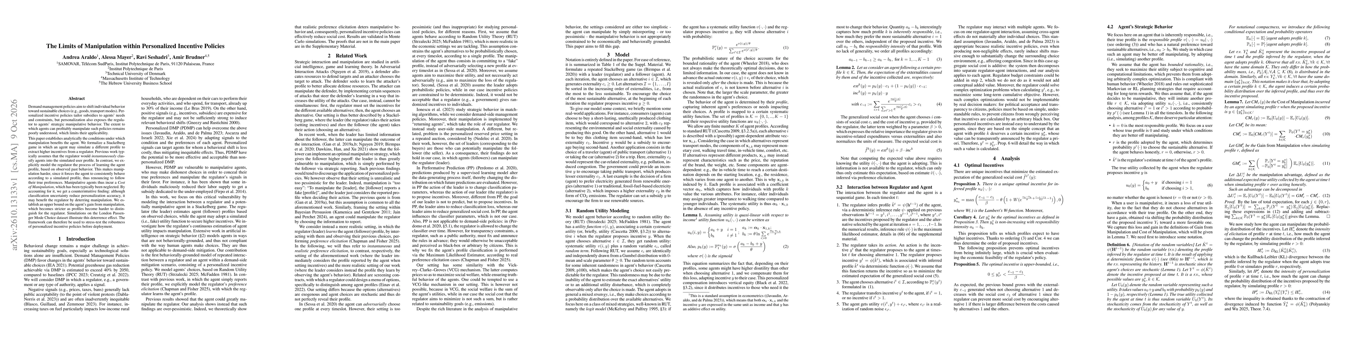 Thumbnail for The Limits of Manipulation within Personalized Incentive Policies