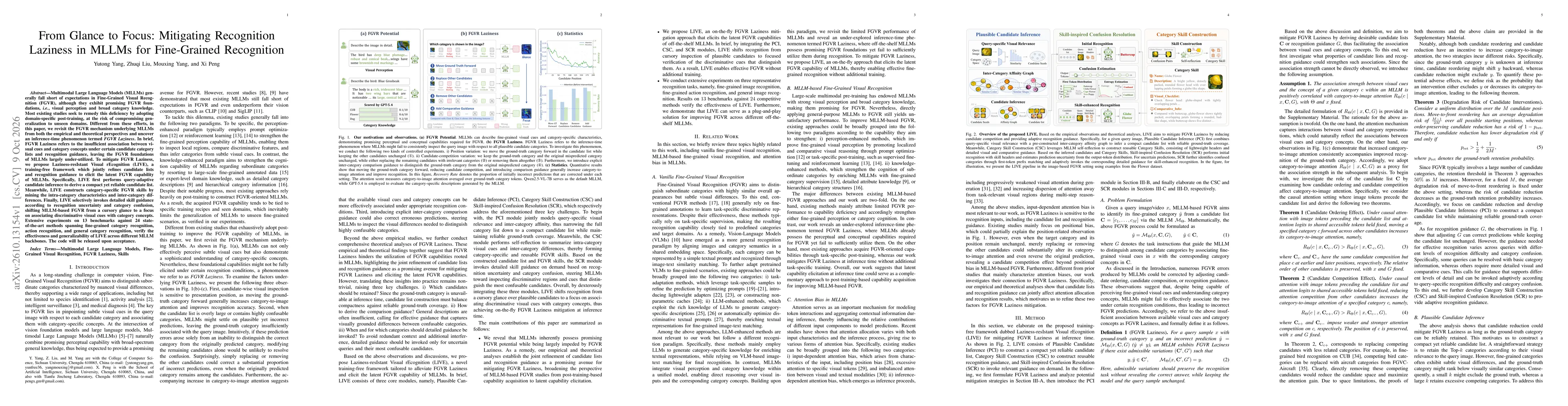 Thumbnail for From Glance to Focus: Mitigating Recognition Laziness in MLLMs for Fine-Grained Recognition