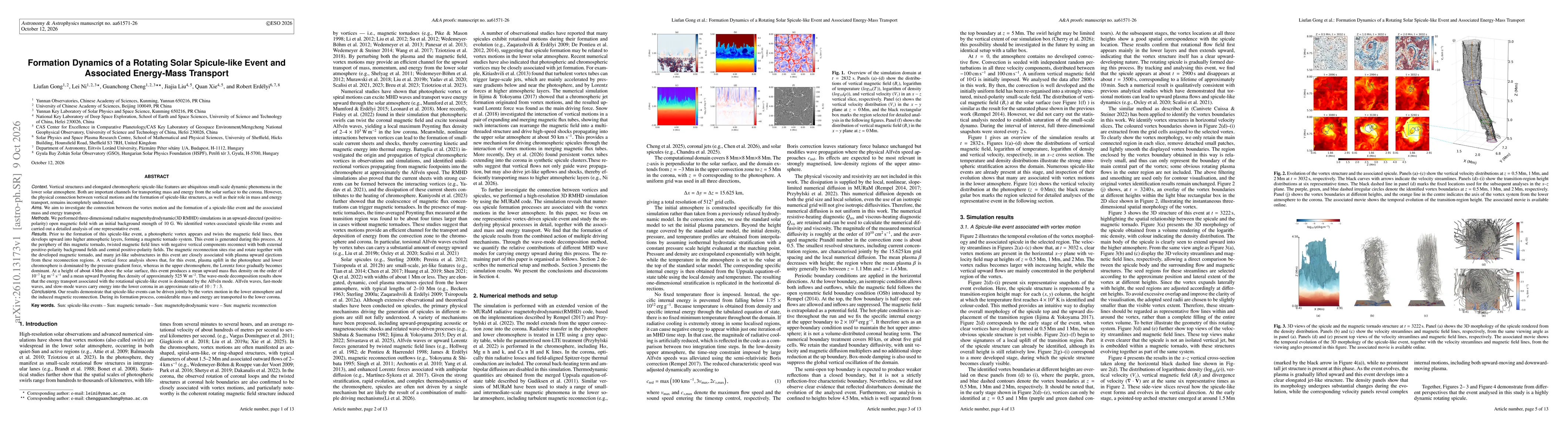 Thumbnail for Formation Dynamics of a Rotating Solar Spicule-like Event and Associated Energy-Mass Transport