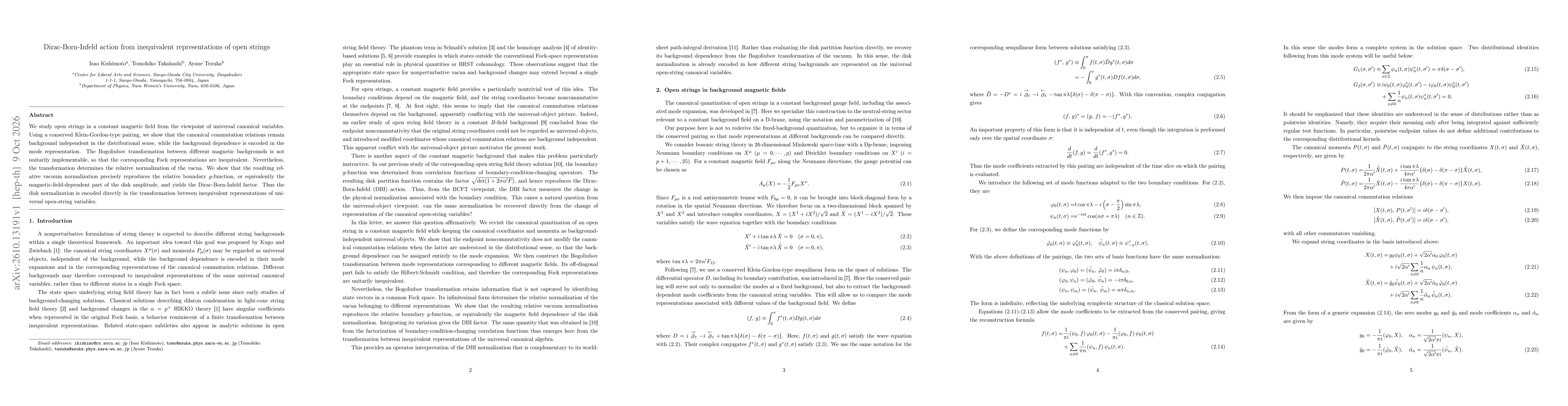 Thumbnail for Dirac-Born-Infeld action from inequivalent representations of open strings