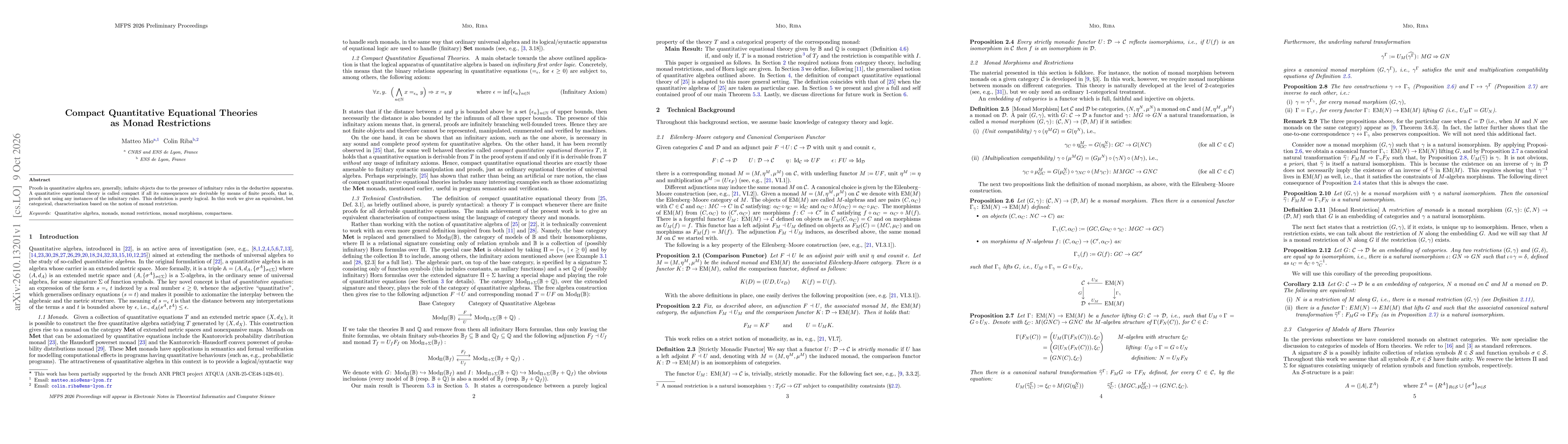 Thumbnail for Compact Quantitative Equational Theories as Monad Restrictions