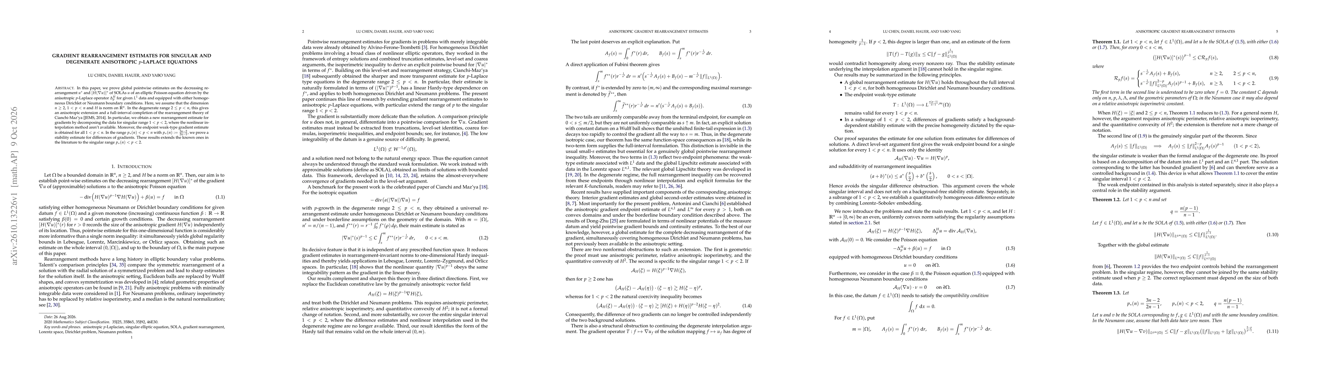 Thumbnail for Gradient rearrangement estimates for singular and degenerate anisotropic $p$-Laplace equations