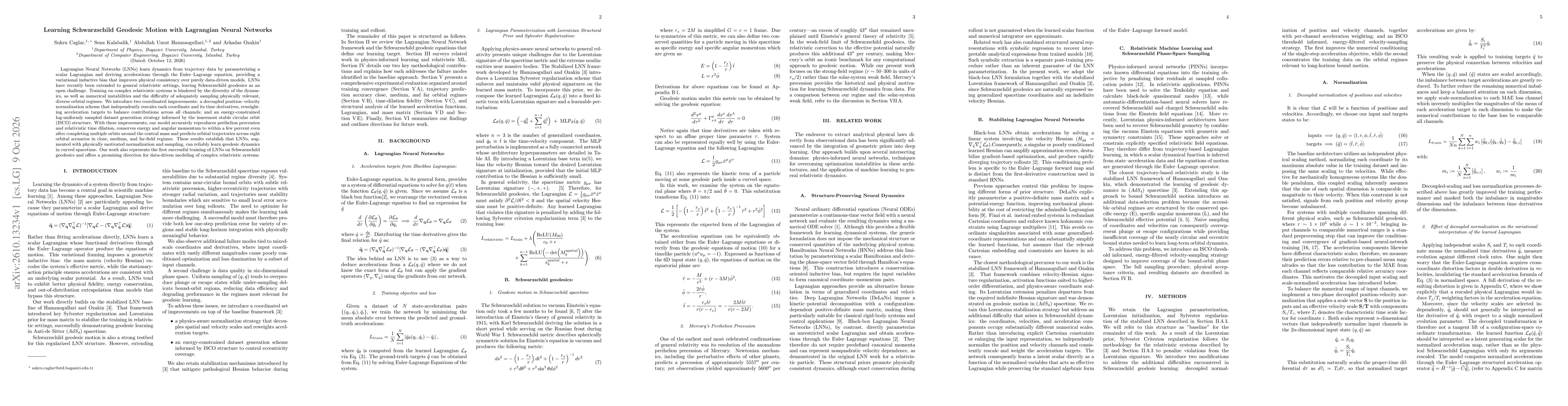 Thumbnail for Learning Schwarzschild Geodesic Motion with Lagrangian Neural Networks