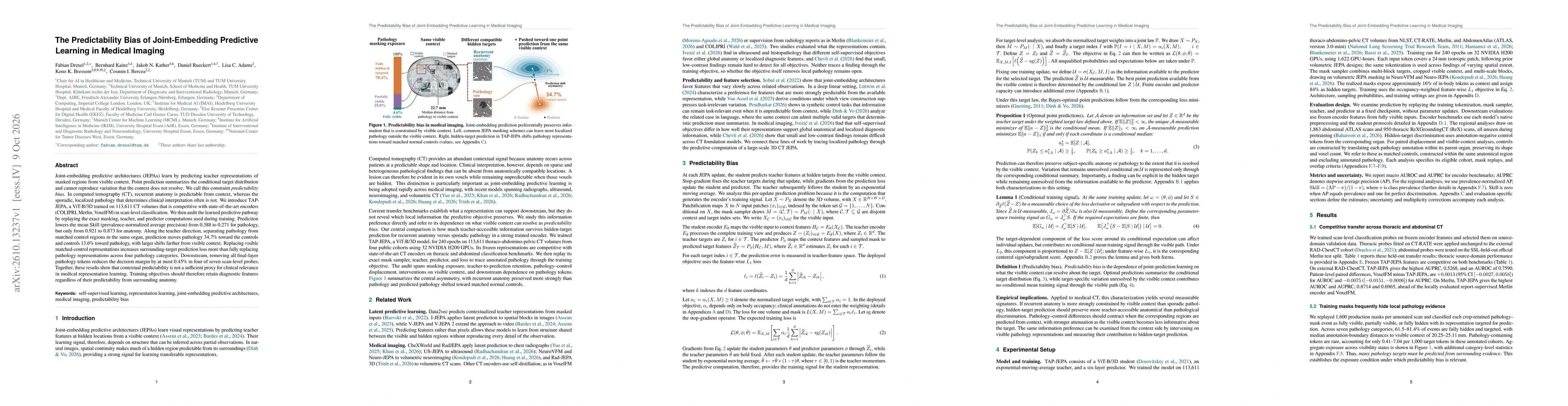 Thumbnail for The Predictability Bias of Joint-Embedding Predictive Learning in Medical Imaging