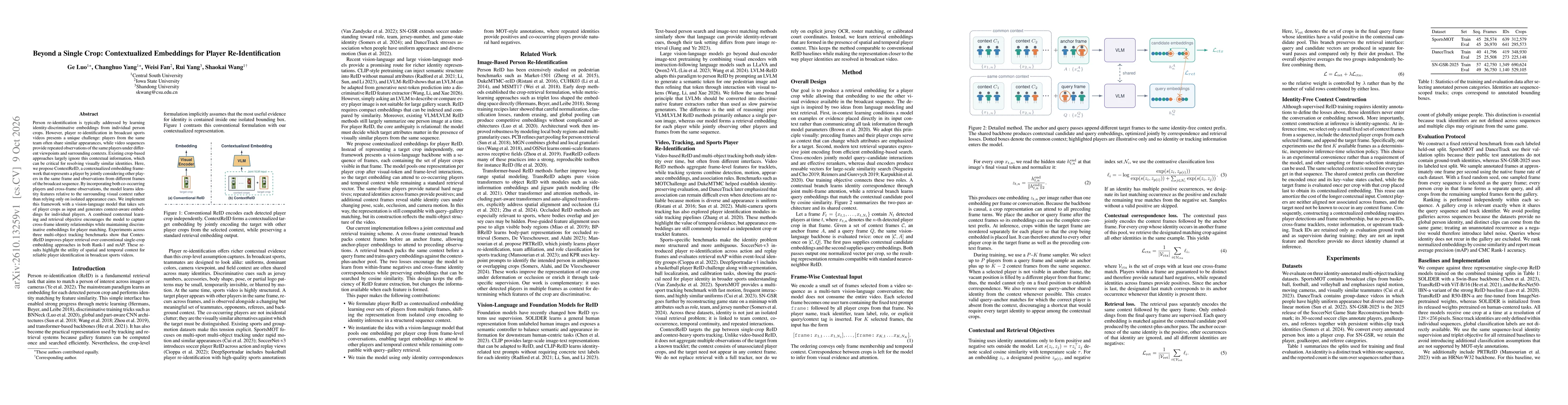 Thumbnail for Beyond a Single Crop: Contextualized Embeddings for Player Re-Identification