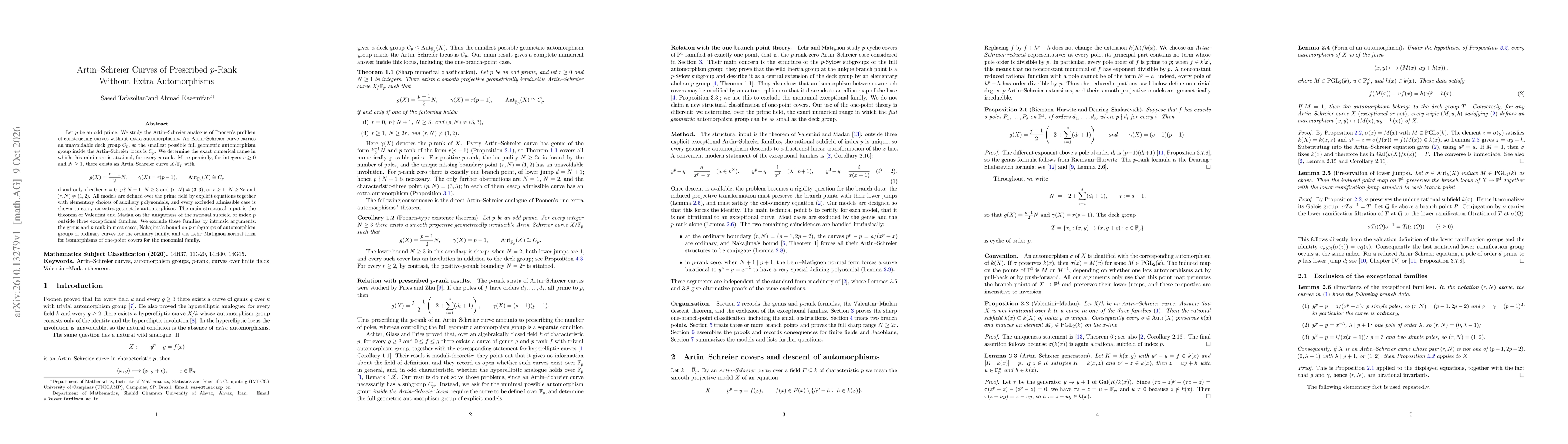 Thumbnail for Artin-Schreier curves of prescribed p-rank without extra automorphisms