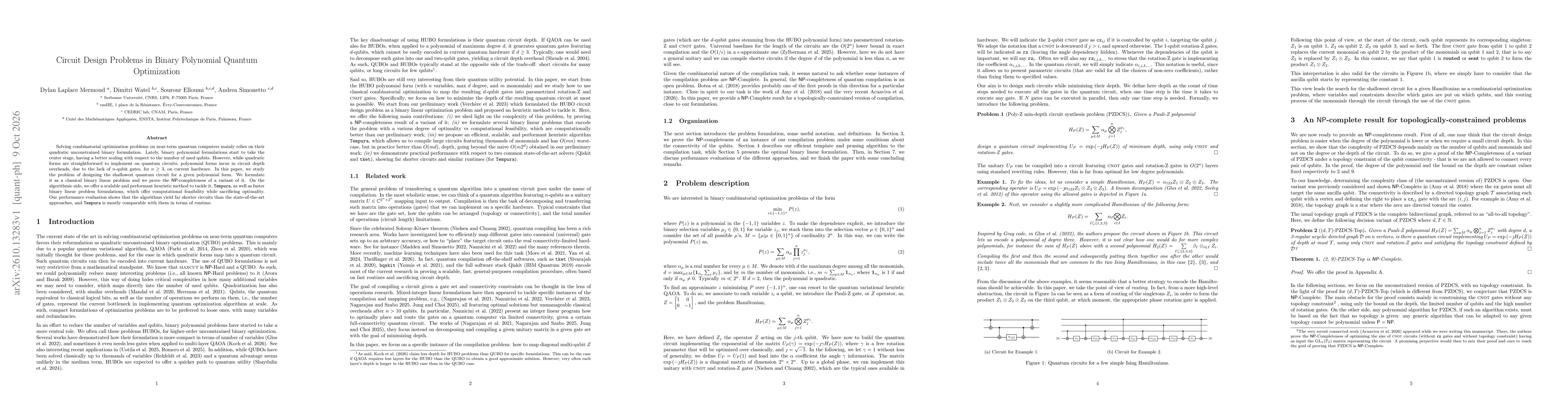 Thumbnail for Circuit Design Problems in Binary Polynomial Quantum Optimization