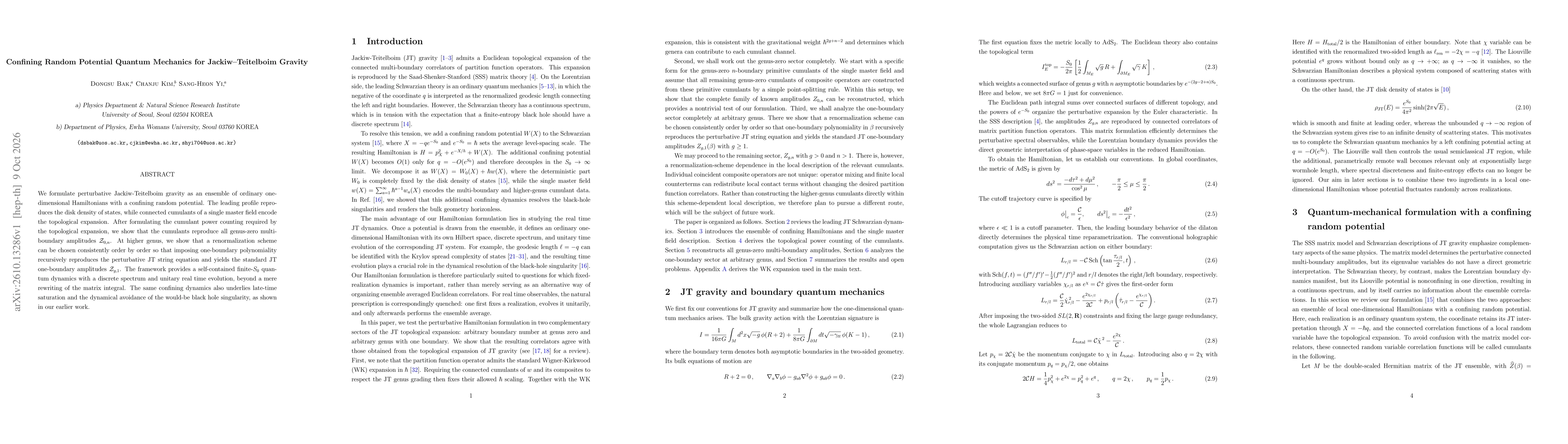 Thumbnail for Confining Random Potential Quantum Mechanics for Jackiw-Teitelboim Gravity